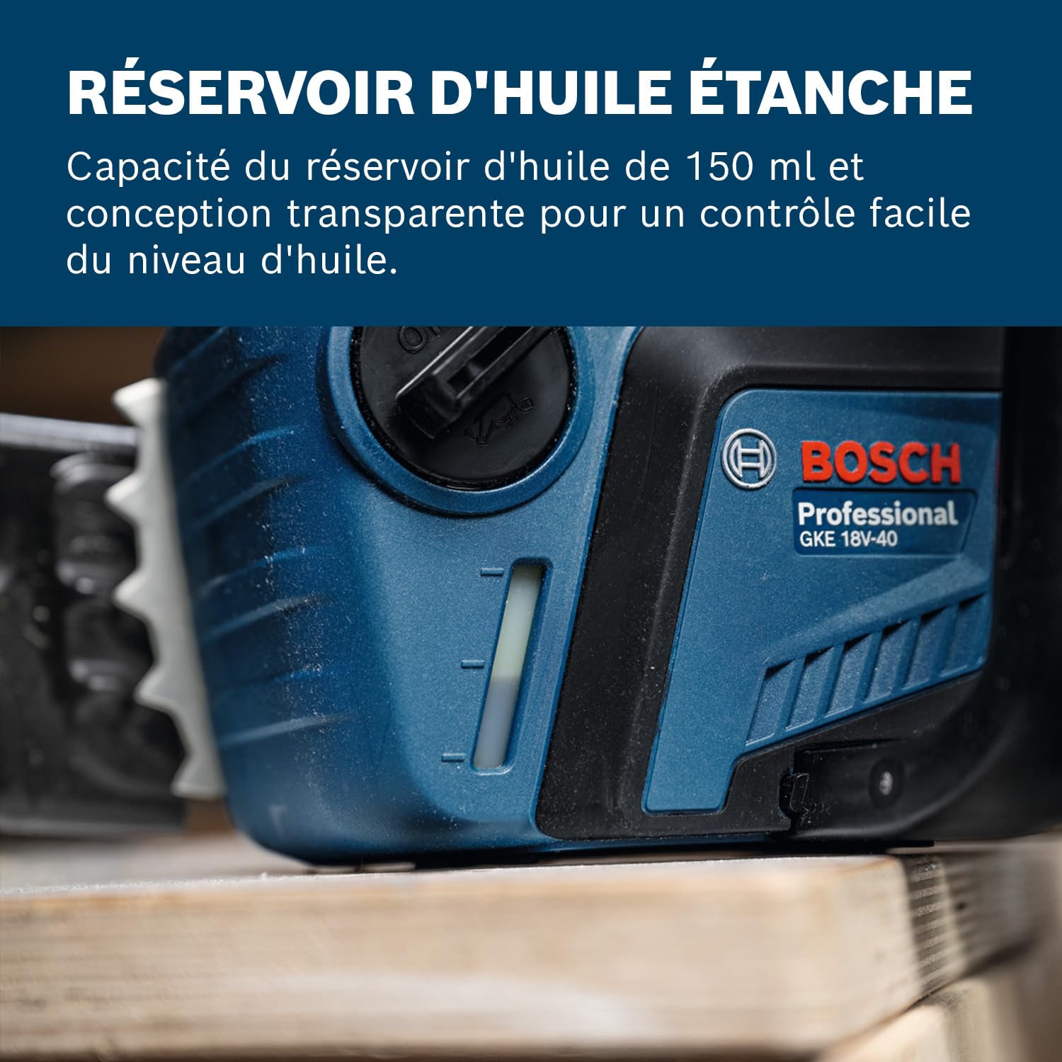 Bosch Professional 18V System tronçonneuse à chaîne GKE 18V-40 (guide-chaîne de 40 cm, moteur sans charbons à technologie BITURBO, avec clé intégrée en T, couvre-chaîne, sans batterie)