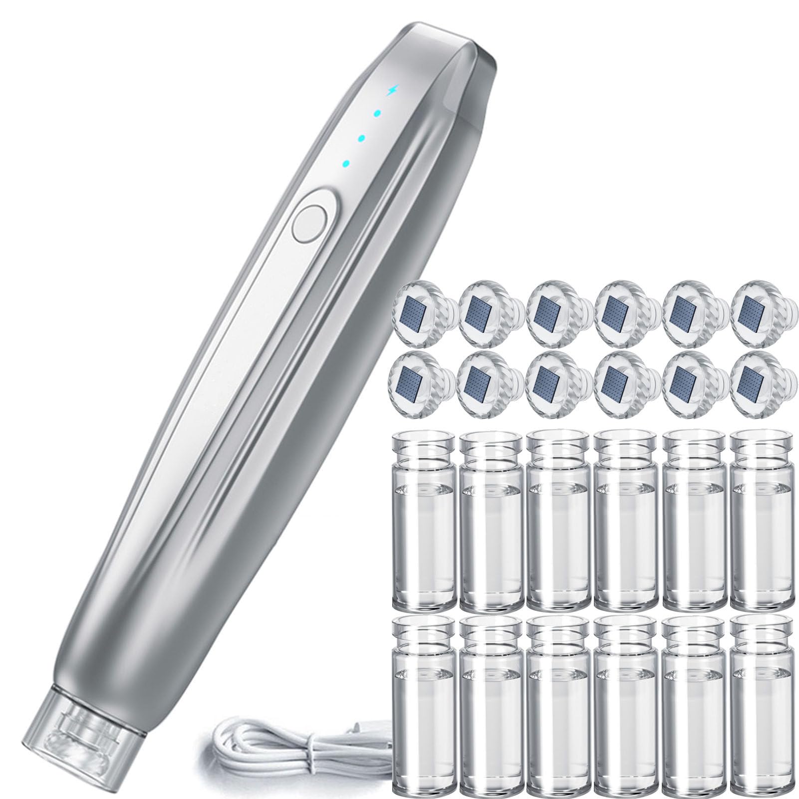 Dermapen Facial,Dispositivo de Infusión Cutánea Avanzada - Tecnología de Vibración, 3 Modos Ajustables, Incluye Ampollas‌,Dermapen Profesional con Deposito