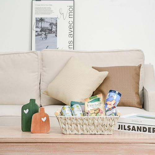 Miniatura 8 de GRANNY SAYS Paquete de 2 cestas de almacenamiento de mimbre, cestas de almacenamiento para estantes, cesta de mimbre trapezoidal con asas, canasta
