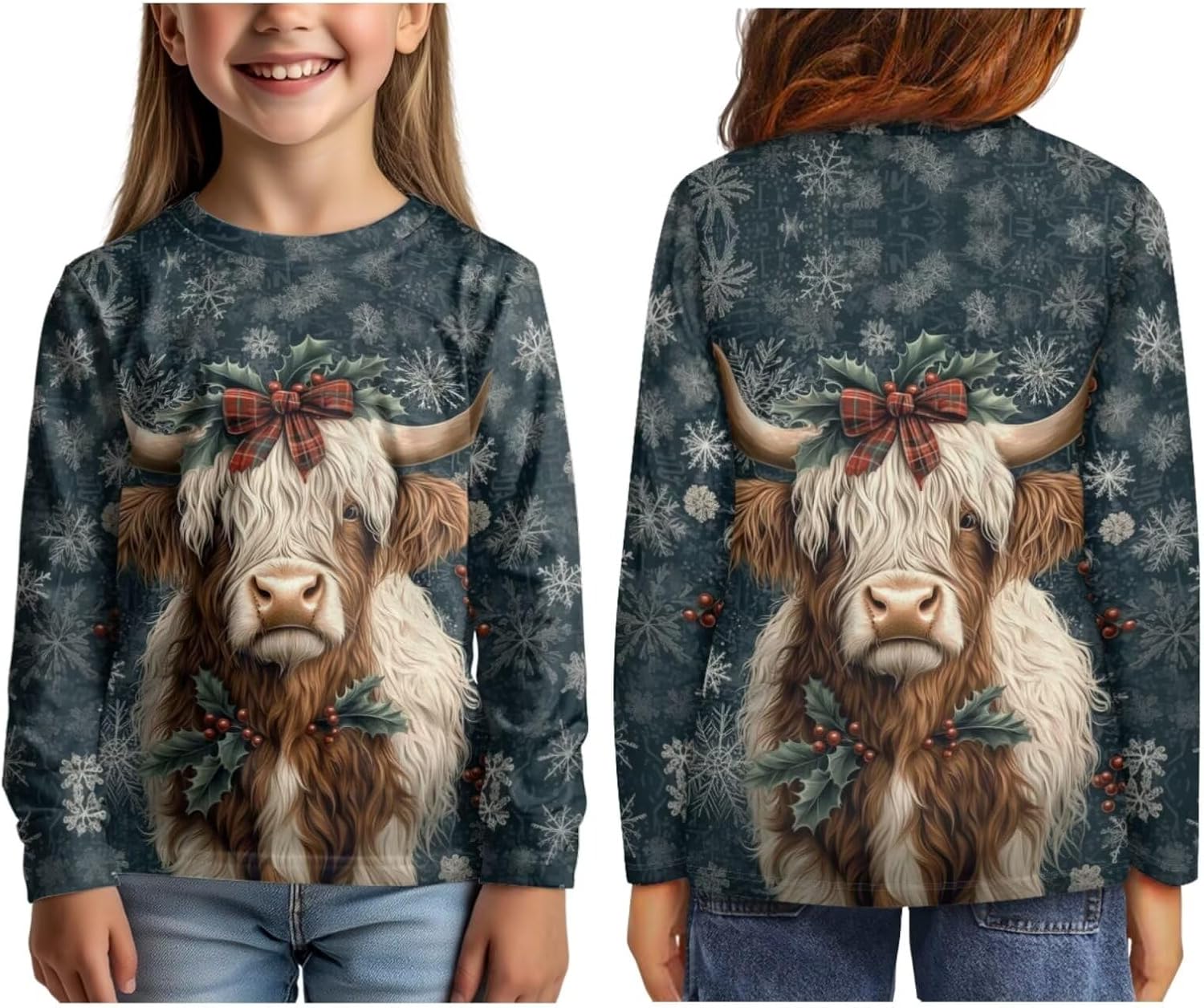 3-14T Girls T Shirt Long Sleeve Crewneck Shirt 3 Pack Athletic Shirt