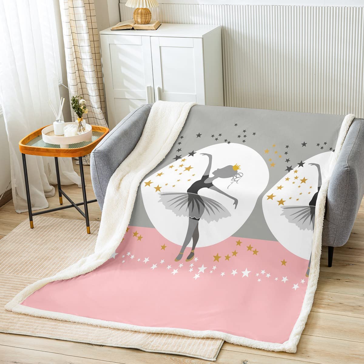 Couverture de ballet étoiles sherpa haut de gamme 150 x 200 cm en peluche