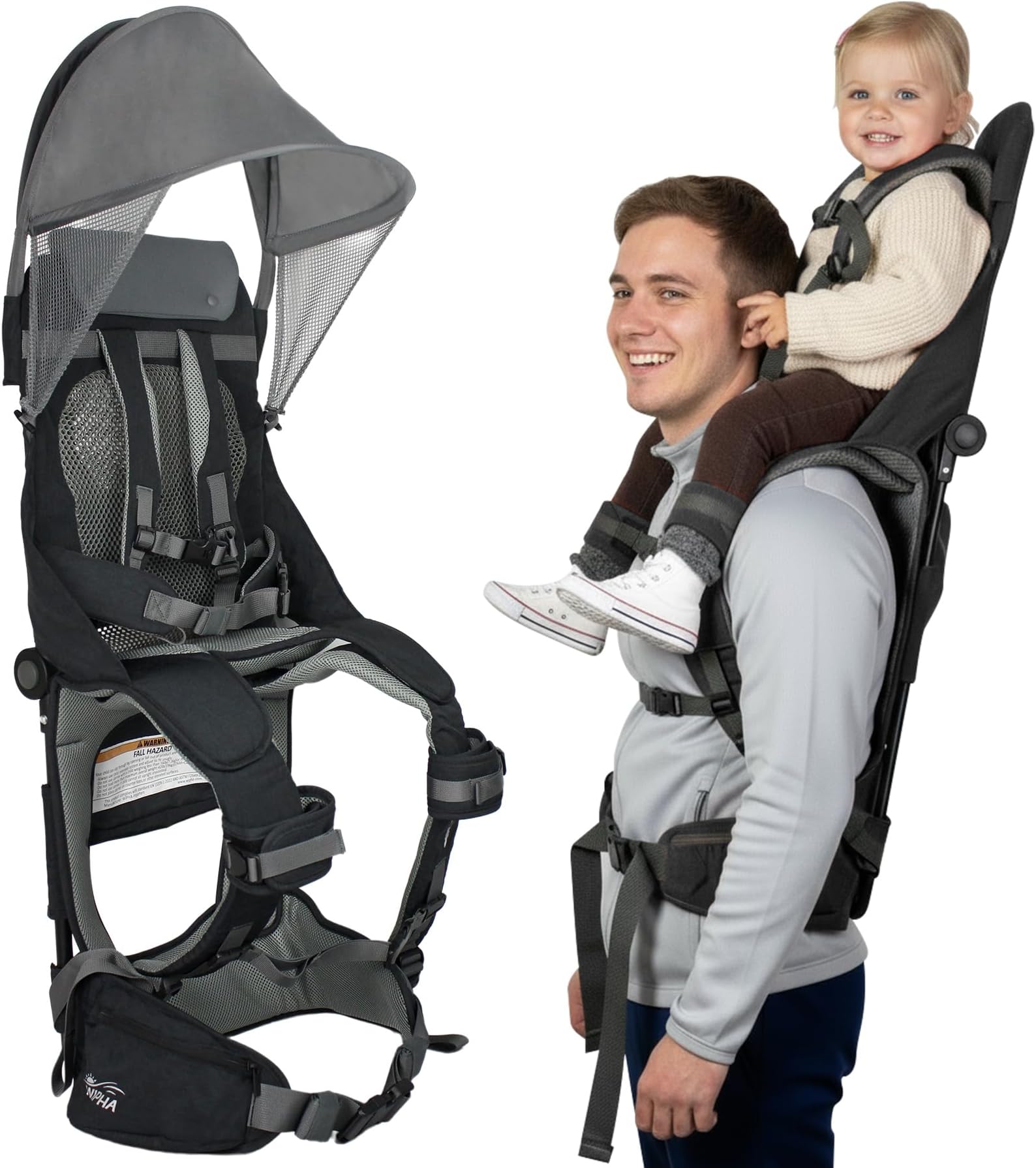 WIPHA Hiking Backpack Carrier, Lightweight Toddler Shoulder Carrier with Sun Shade, Saddle Toddler Backpack for Kids 6 Months to 2 Years Old