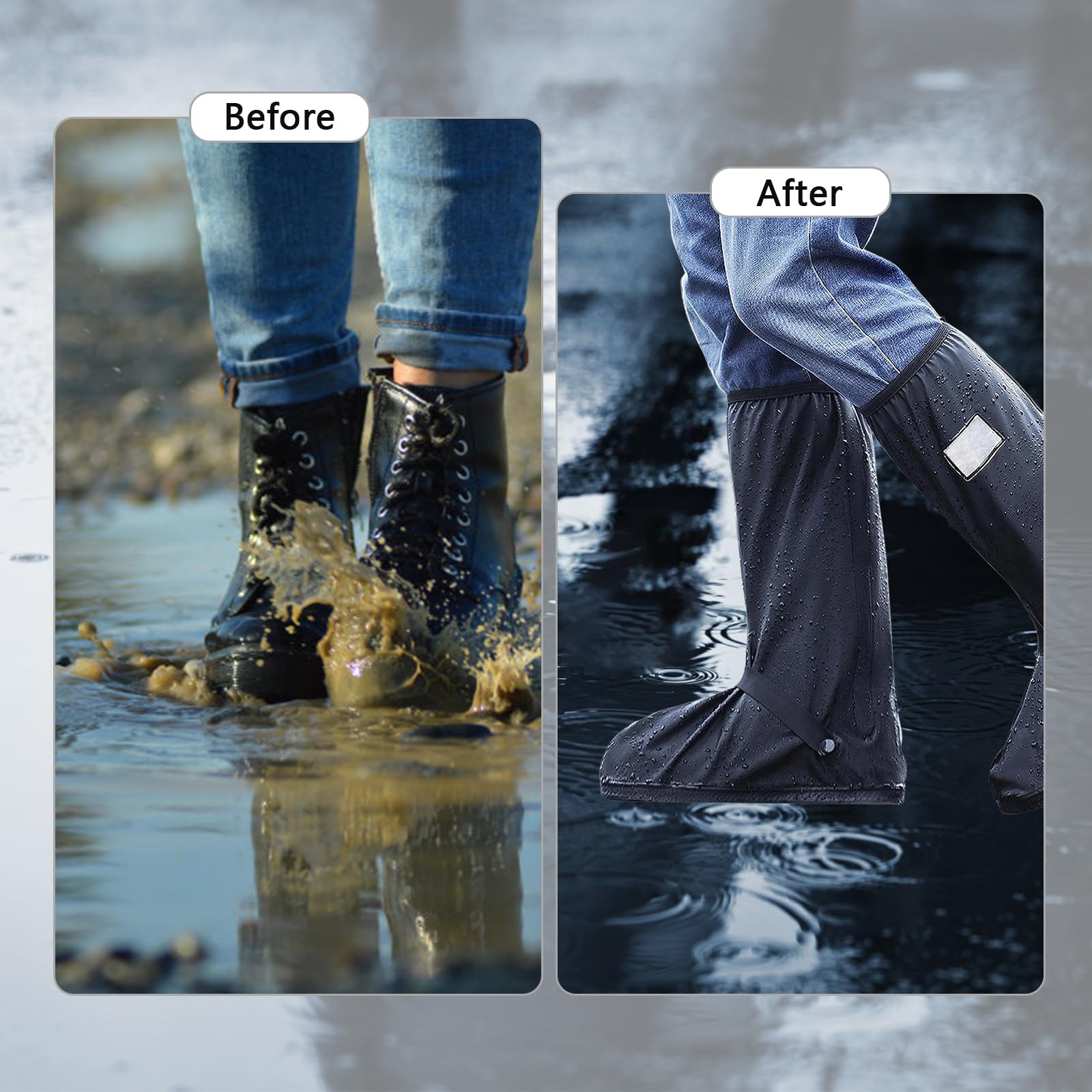 Amexo Cubrezapatos Impermeable, Cubre Zapatos Impermeable Lluvia Reutilizable Cubrecalzado Fundas de Lluvia para Zapatos con bandas reflectantes para Hombres Mujeres
