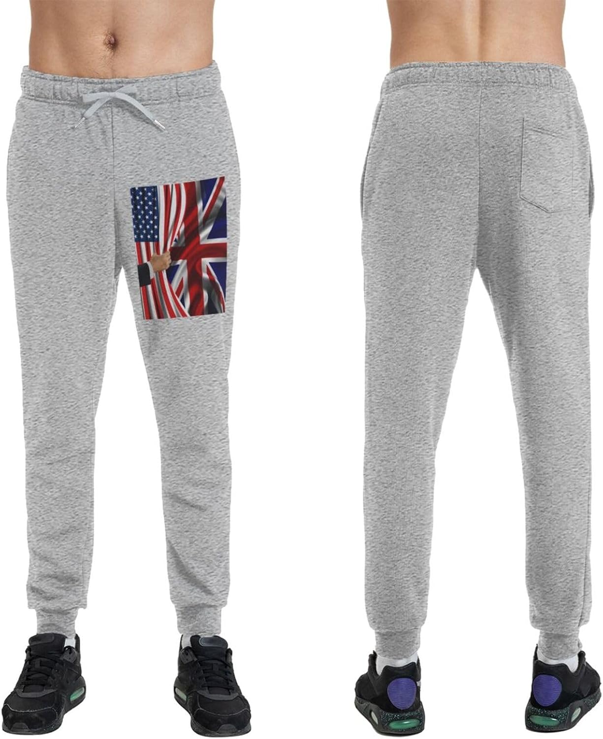 American Flag and Britain Flag Men's Long Pants Lightweight Quick Dry Gym Sports Pants