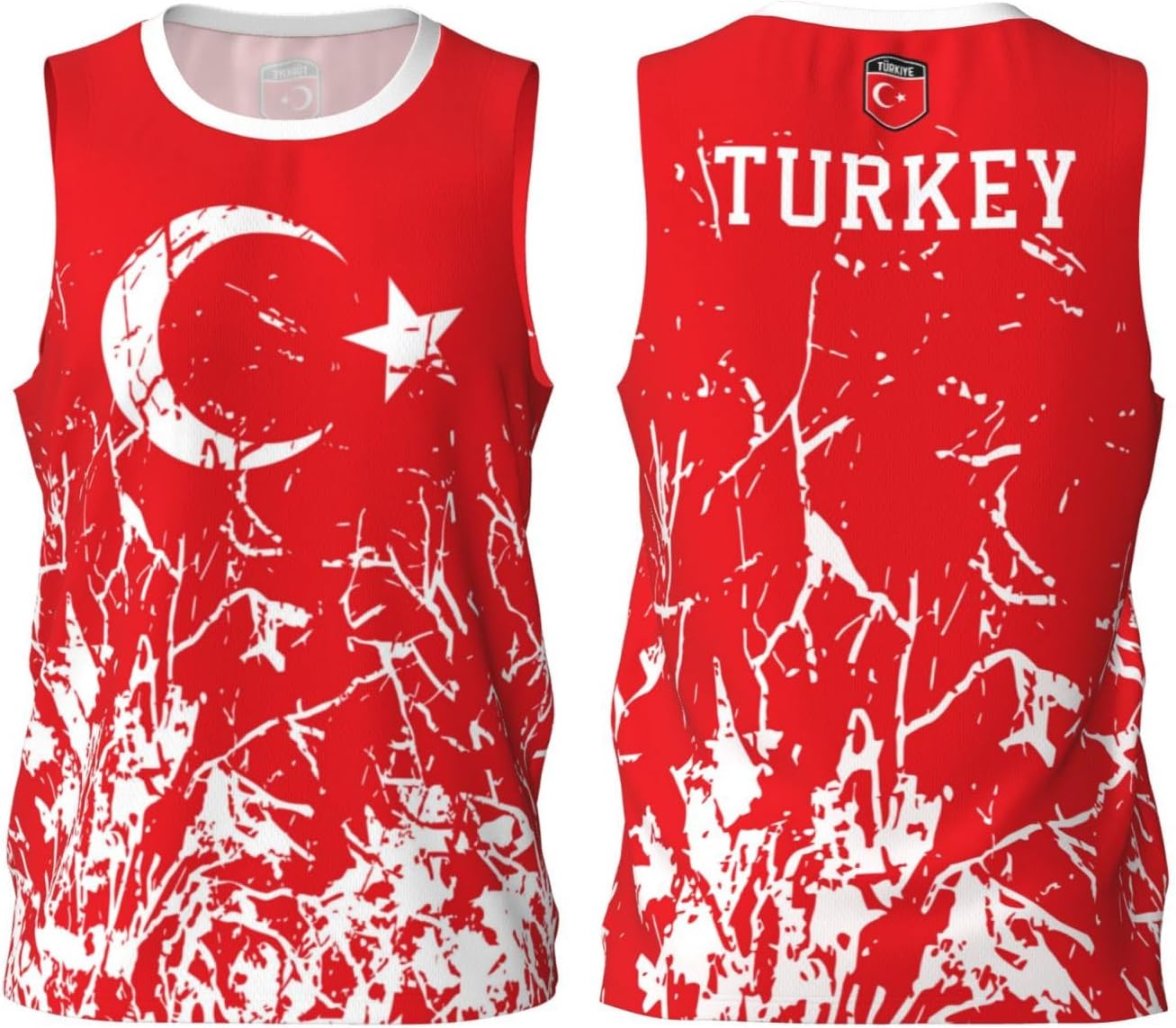 Turkey Flag Grain Basketball Jersey Sports Jerseys for Men Running Team Training Sleeveless Shirt