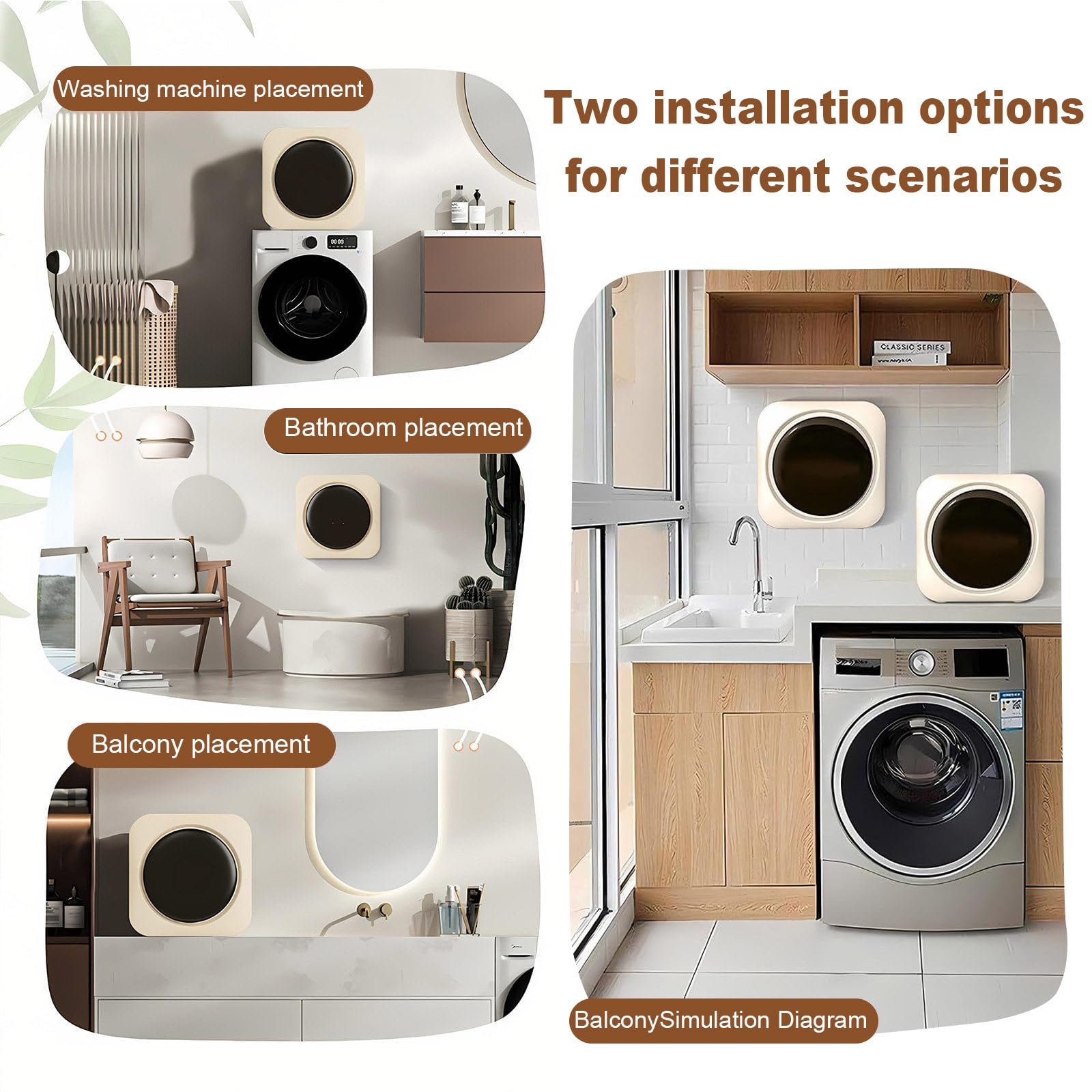 SHAHRYAR Smart-Wasch- Und Trockenmaschine, 3,5 L, Touchscreen-Bedienung, Vier Programme: Waschen/Trocknen/Waschen/Trocknen/Reinigen – Für Wohnungen Und Wohnheime. Wall-Mounted