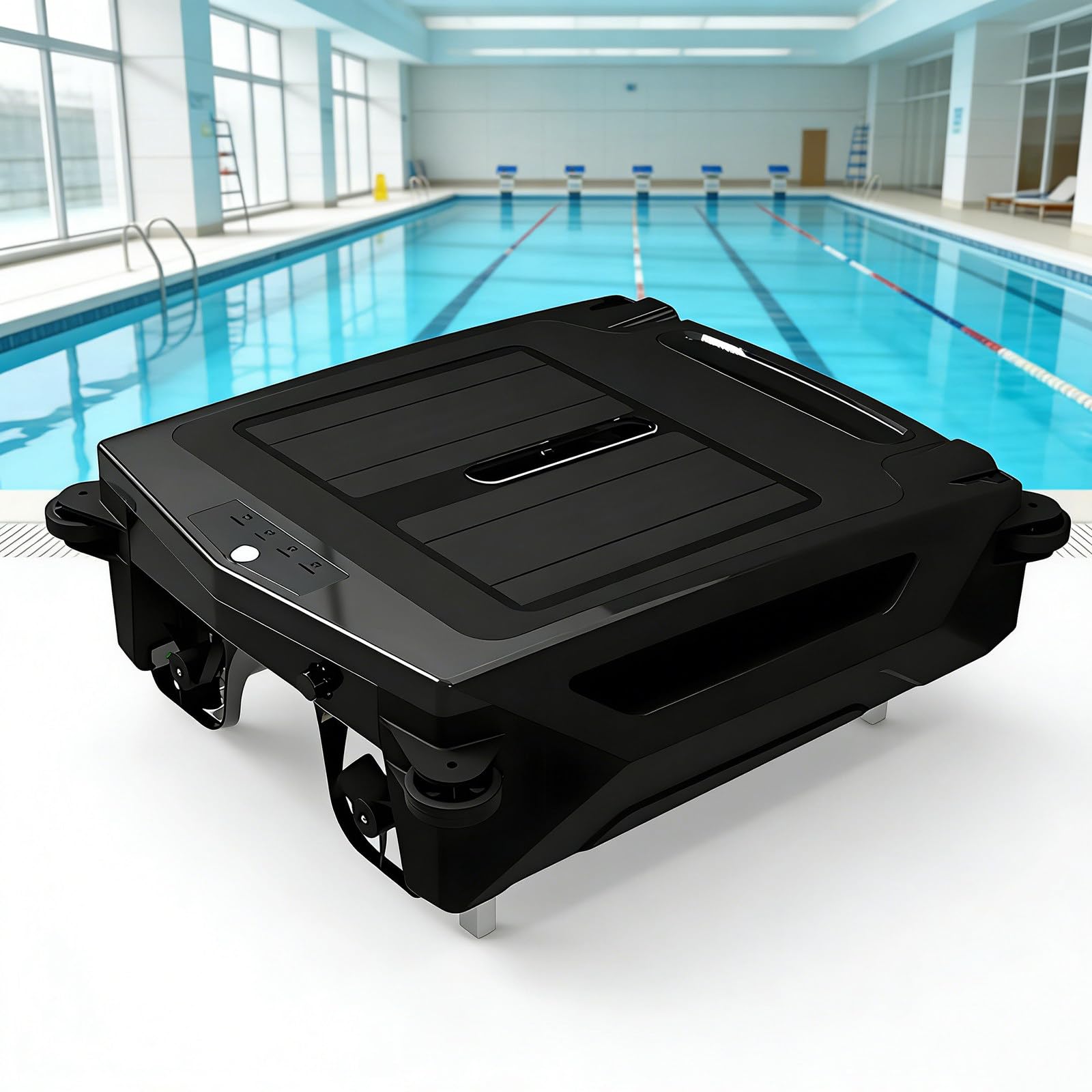 Skimmer robótico solar para piscina, evita obstáculos, cesta de filtro, modos de carga duales para limpieza 24/7