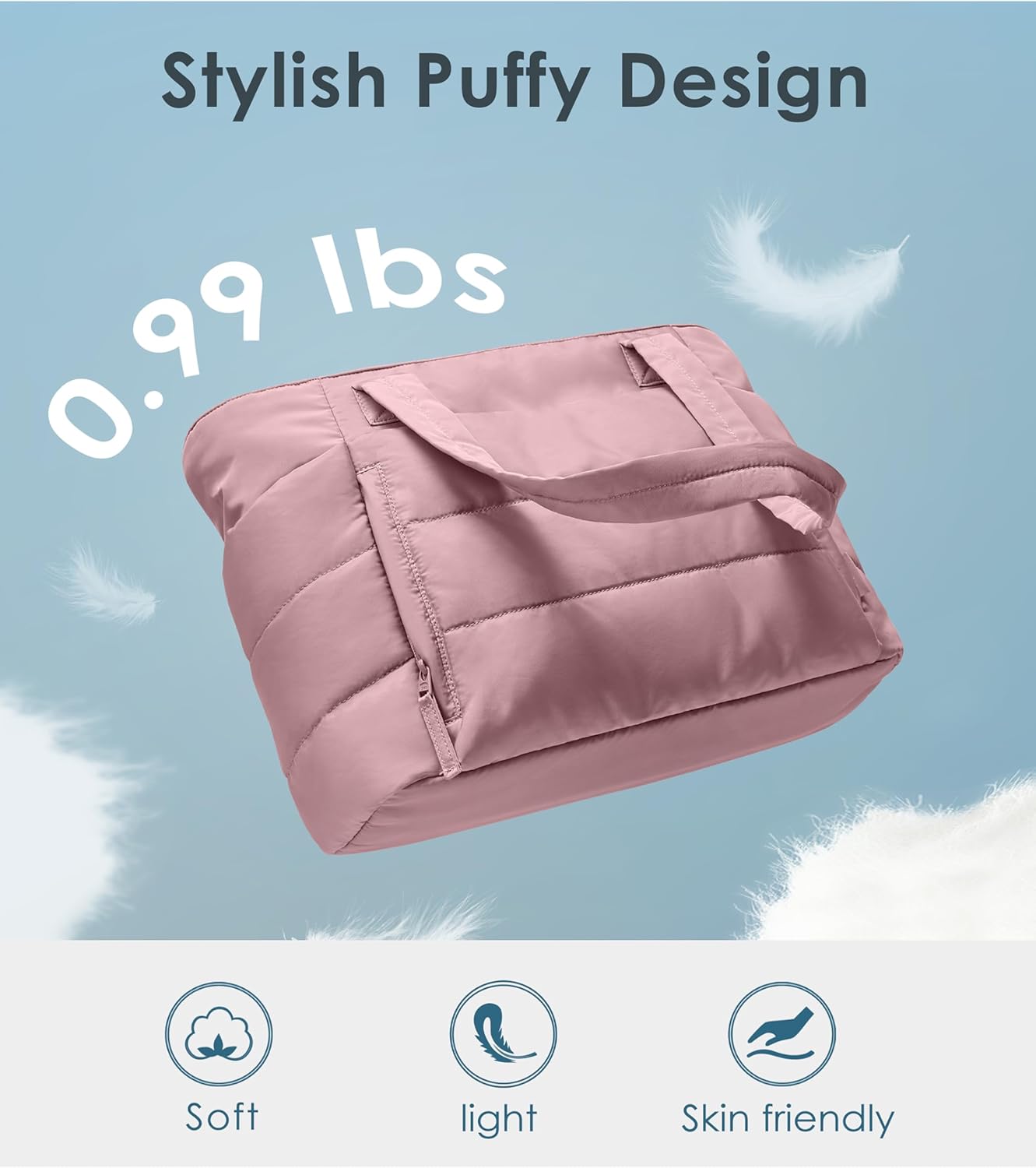 Tote Bag for Women with Zipper, Quilted Puffer Tote Bag with Compartments, Lightweight Puffy Work Bags for Women Travel - Image 6