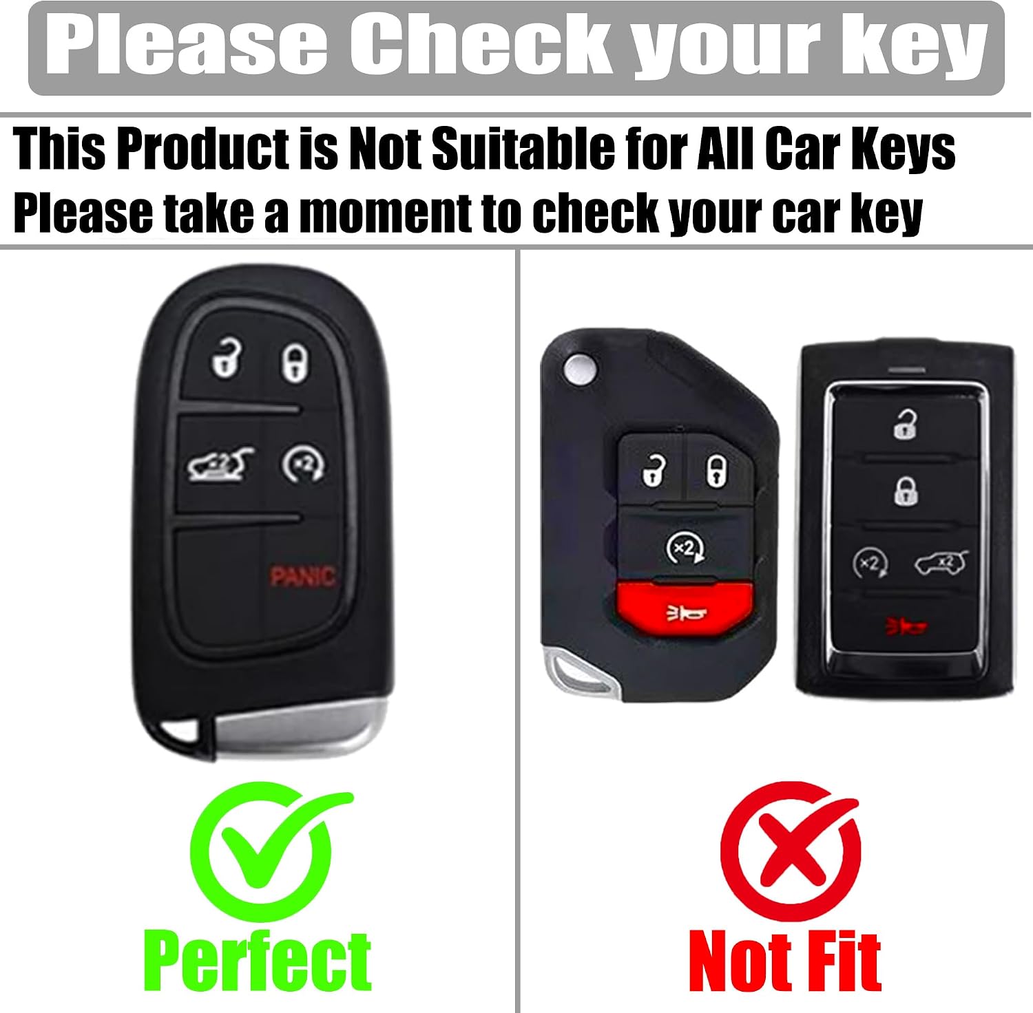 Soft TPU & Leather Key Fob Cover Compatible with Jeep Cherokee Compass Renegade Chrysler 200 300,Dodge Charger Journey Durango, with Keychain & Metal Blessing Tag (5 Button Coffee)