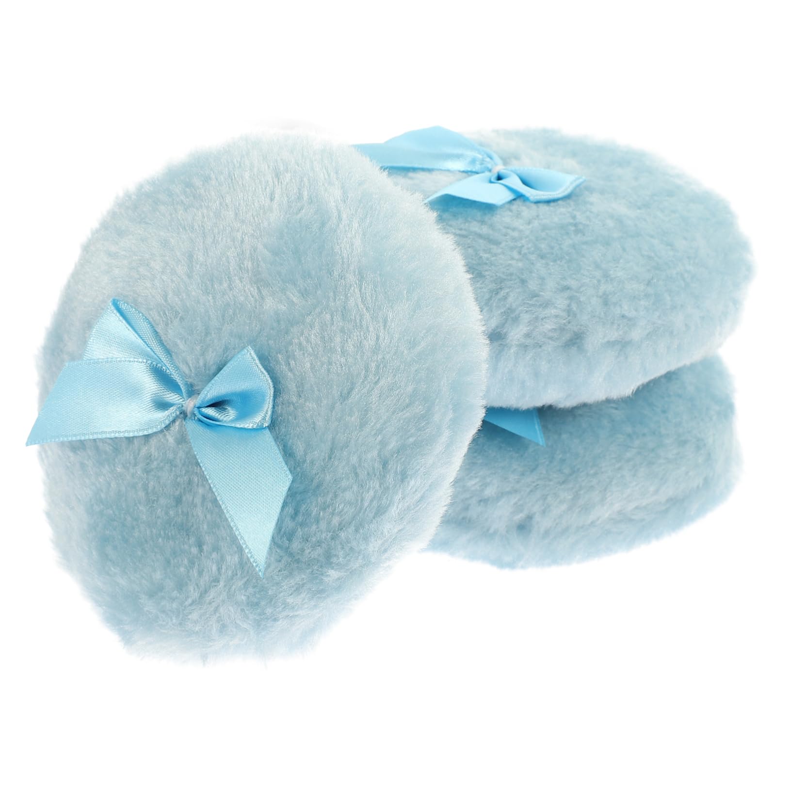 VICASKY 3pcs Powder Puff Cute Sponge Dusting Travel Size Powder Talcum Refreshing Puff Soft Toiletry Body Powder Puff Plush Ribbon Sky-blue