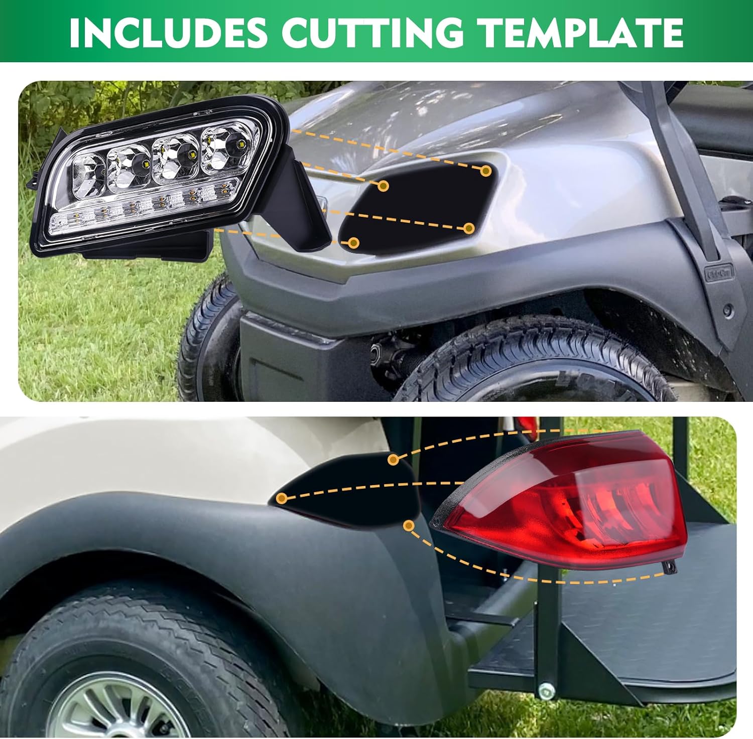 DRIVE UP Club Car LED Tempo Light Kit for Club Car Tempo Golf Carts, Golf Cart LED Headlight and Tail Light with Harness Kit for Tempo Gas and Electric Golf Carts