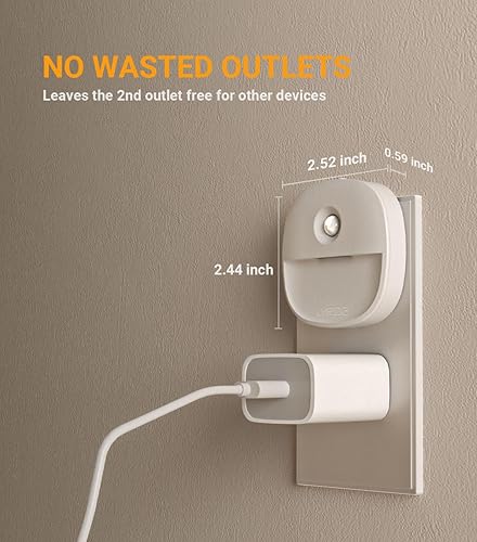 Miniatura 7 de Lyridz Luz nocturna con sensor de movimiento para interiores, 1-50 lm regulables, luces nocturnas LED enchufables a la pared, luz nocturna brillante