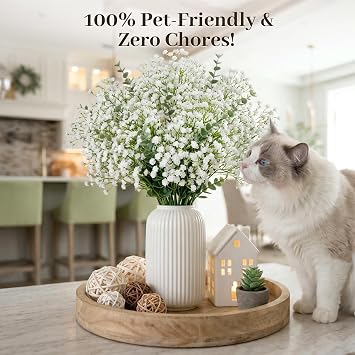 DomeStar Mixed Babys Breath and Eucalyptus Stems, 20PCS Artificail Flower