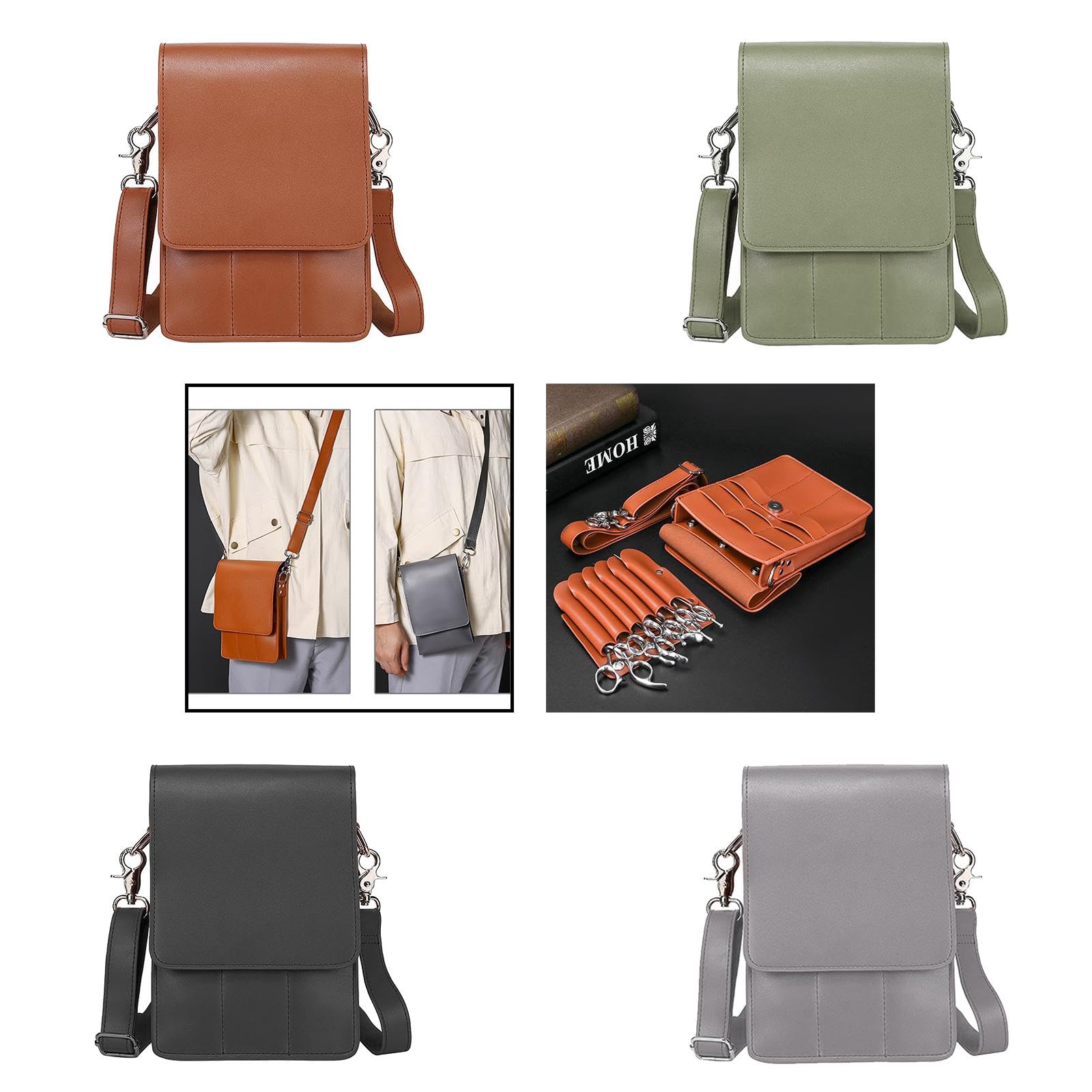 Sac pour matériel de coiffure Pochette for coiffeur Sac banane Ceinture Ciseaux Pinces Peignes Ciseaux Brosses Sac de barbier