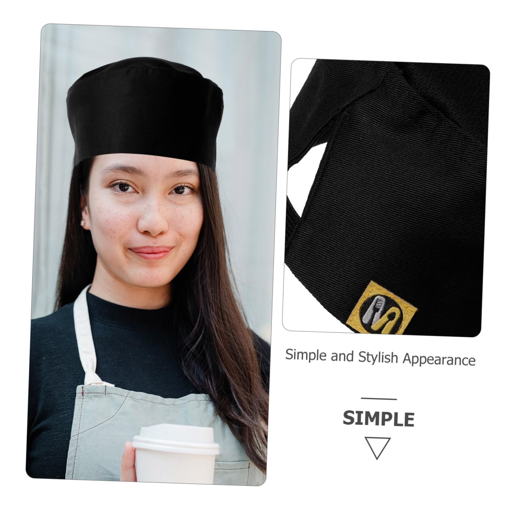Holibanna Gorro De Trabajo De Cocina Gorro De Cocinero Sombrero De para Hotel Sombrero De Uniforme para Restaurante Sombrero De Cocinero De Cocina Algodón Black