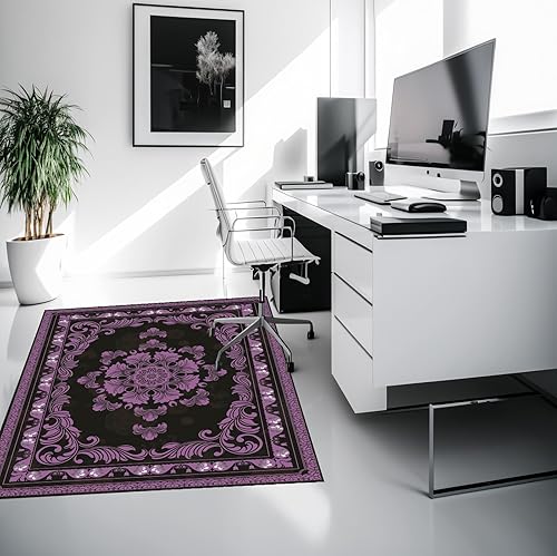 Miniatura 4 de Alfombrilla para silla de oficina para suelo de madera dura, alfombrilla de escritorio, alfombrilla para juegos de computadora (morado, 36' x 48')