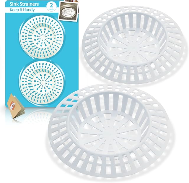 4pk Plastic Sink Strainer | Kitchen Sink Strainer Plug | 7cm x 7 cm Sink Plug Strainer | Plug Hole Hair Catcher | Sink Strainer Plug | Bathroom Sink Strainer | Sink Drain Strainer with SOL Notebook