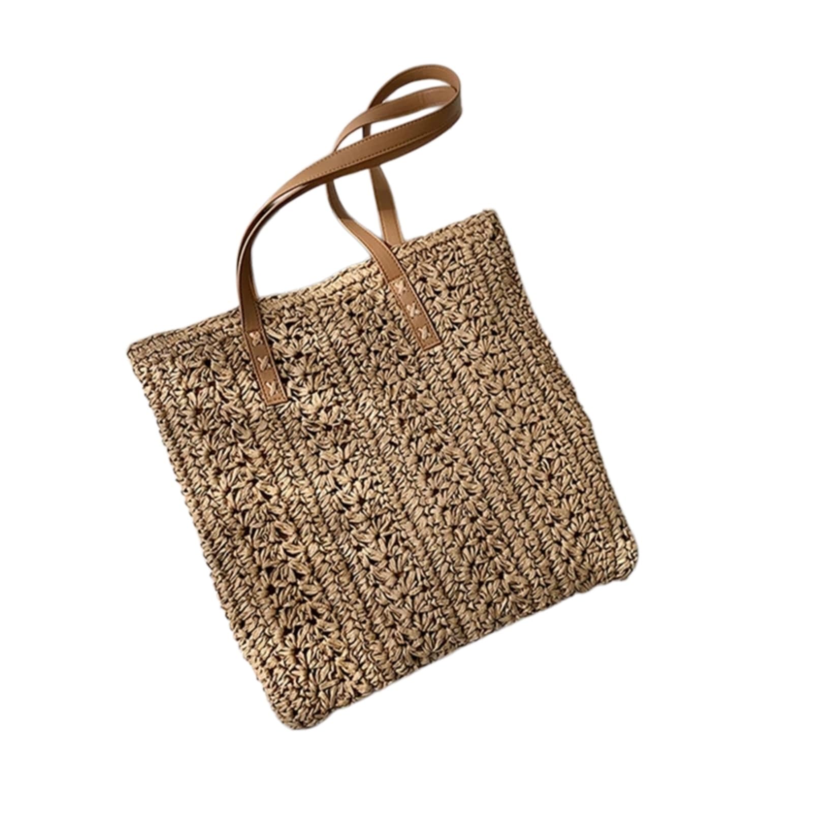 Beauty Case Casual Donne Cavo Tessuto Tote Borsa, Borsa A Tracolla Leggera di Paglia con Stile Naturale Raffia per L'indossamento Giornaliero Estivo