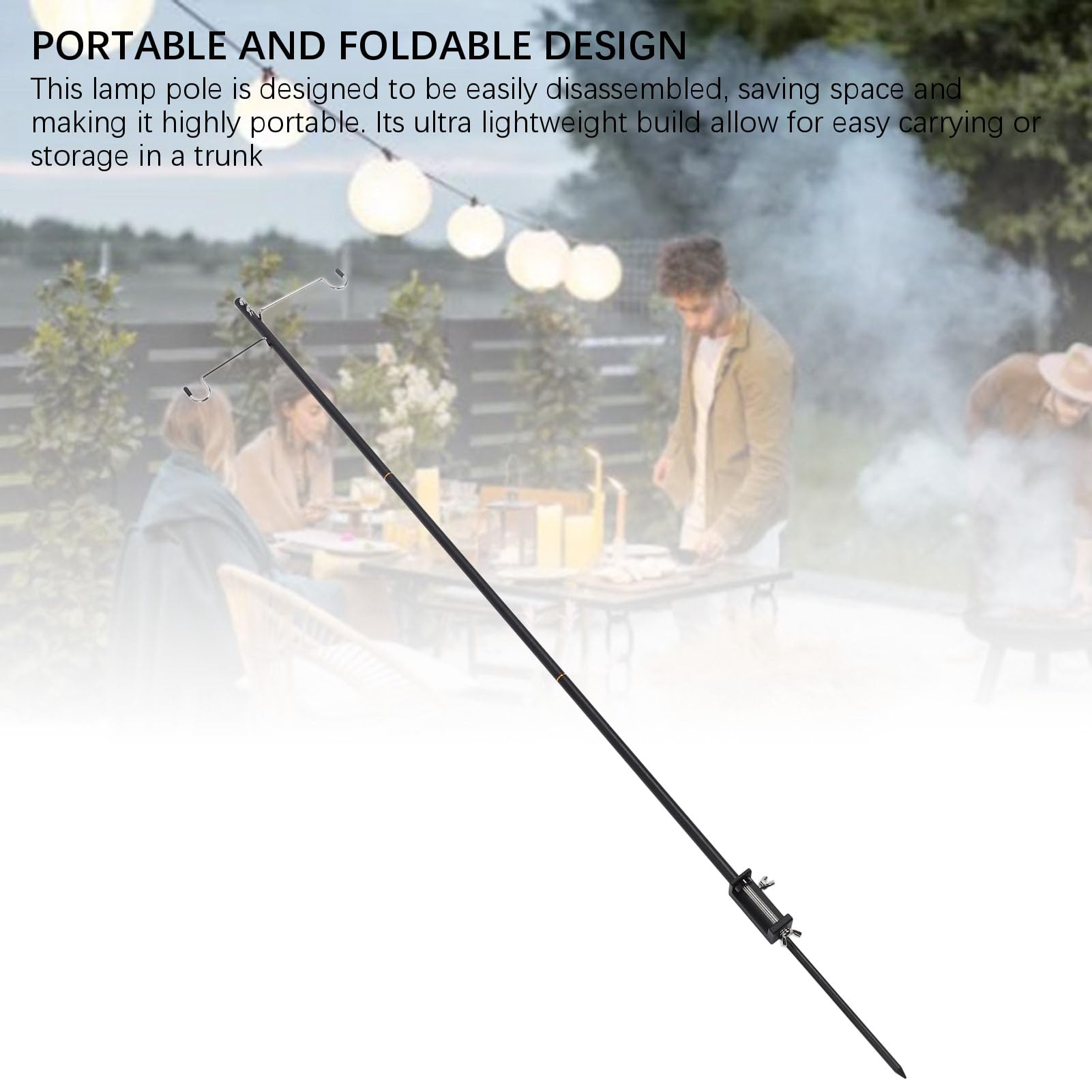 Fuchooky Camping Light Pole Outside Stand Portable Outdoor Cutlery Garbage Rack for Picnic Hiking Fishing Backpacking Garden BBQ