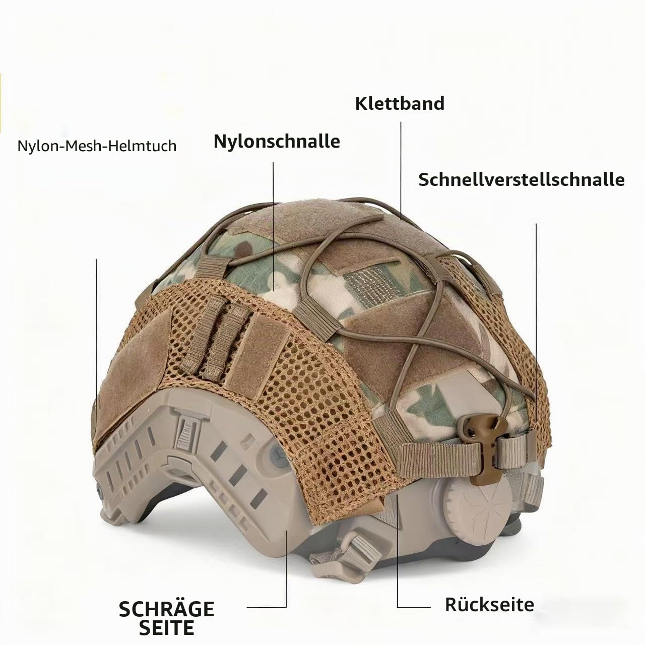 Taktischer Airsoft Paintball Schnellhelm + Helmüberzug, PJ Typ Taktische Multifunktionale Schutz NVG Mount, Für Outdoor-Sport Jagd Schießen (schwarz)
