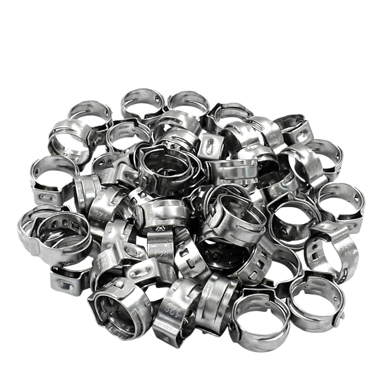 Nhafgrdb One Color Stainless Steel Hose Clips， 50Pcs Single Ear Hose Clamp 6-31.6Mm 304 Stainless Steel Stepless Cinch Rings Adjustable(50Pcs 12.8-15.3Mm)