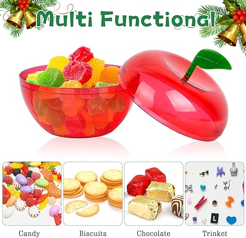Miniatura 7 de 50 recipientes de plástico para manzanas, contenedor de manzana de Navidad, mini recipiente rojo transparente de manzana, decoraciones de manzana