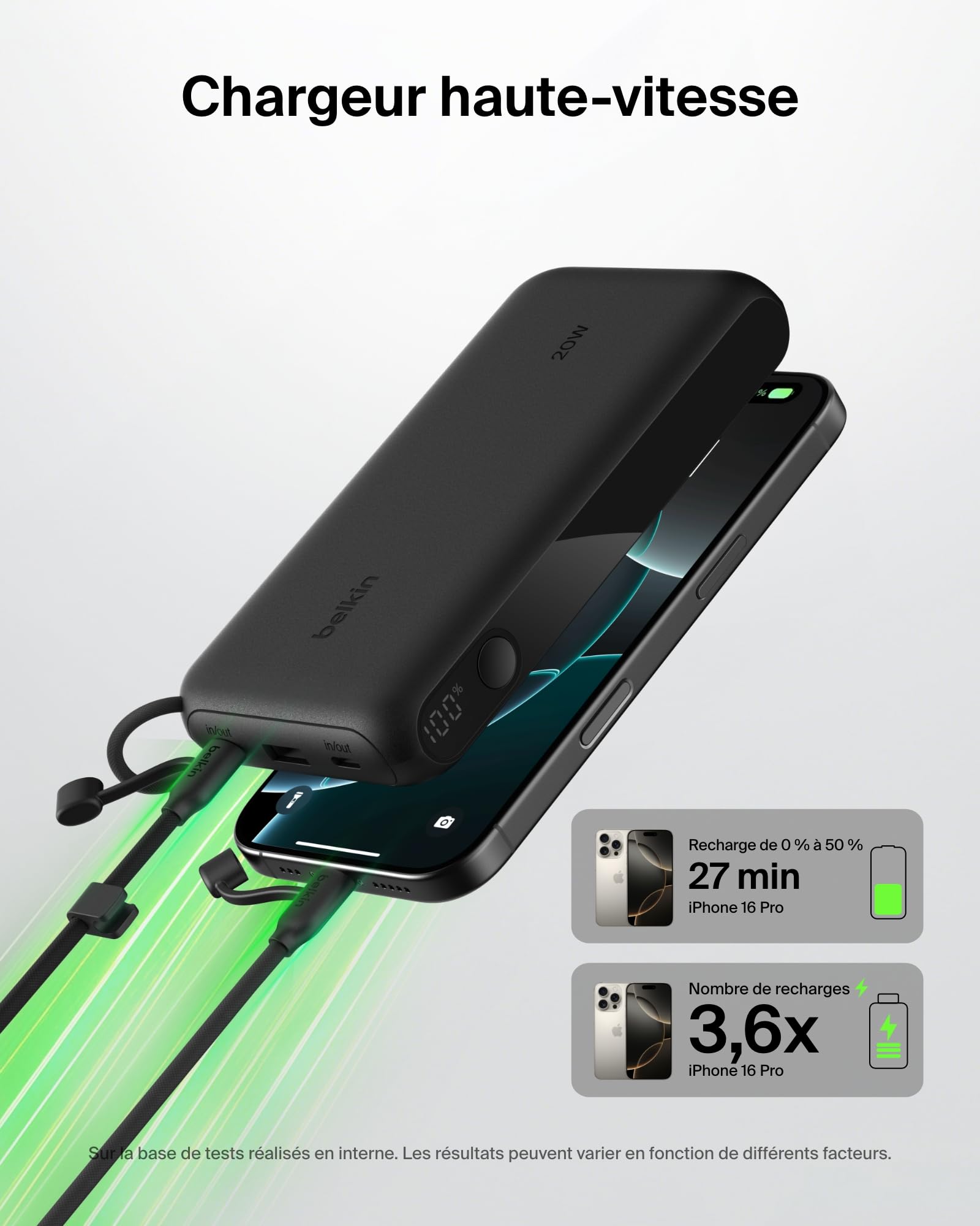 Belkin BoostCharge Batterie Externe 20 000 mAh avec Écran - Noir