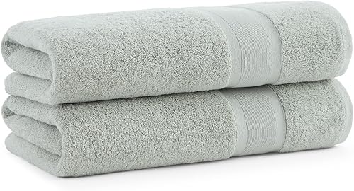 Aston & Arden Juego de 2 toallas de baño turcas sólidas, extrasuaves y afelpadas con el mejor algodón egeo de fibra larga, 21.16 ozm, toalla de lujo