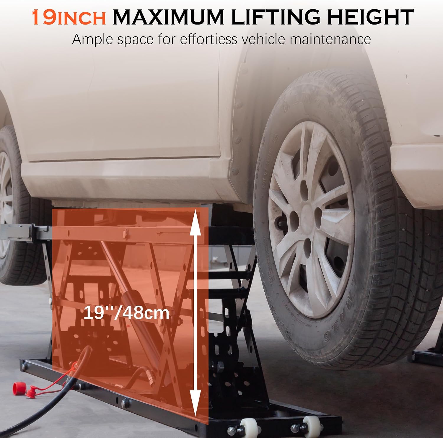 Portable Car Lift 7,000 LBS Capacity – 26.8" Max Lifting Height Heavy‑Duty Quick Jack with Mechanical Safety Locks, Adjustable Columns, Wheels & 120V Power Unit for Cars, SUVs, Trucks