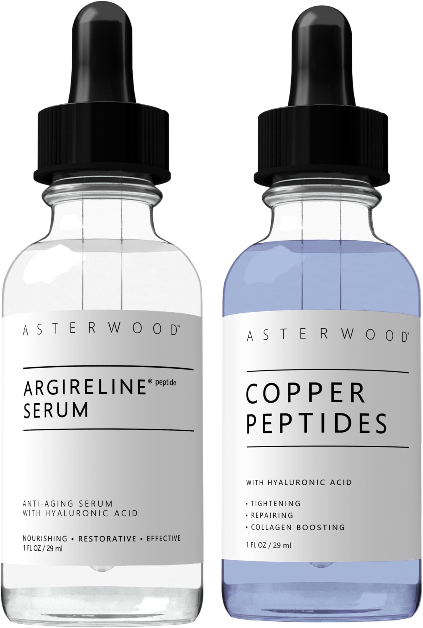 Asterwood Argireline Peptide Serum 1 oz + Copper Peptides Serum 1 oz