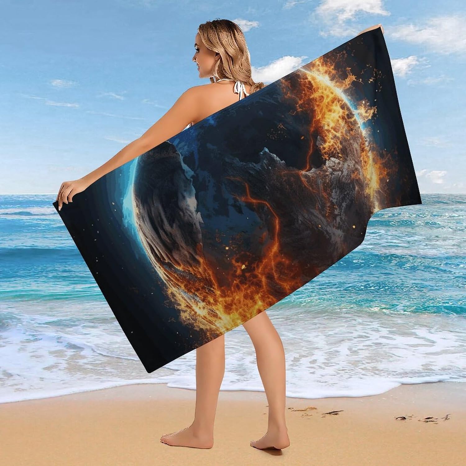 Planet Ice and Fire Oversized Beach Towel Set 31x 61 in image 4