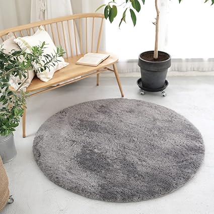 Amazon 洗える シャギー ラグ エルモ 高反発 ラグマット カーペット 絨毯 北欧 韓国インテリア 滑り止め 床暖房 ホットカーペット 190cm 円形 丸 グレー ライムライムインテリア ラグ カーペット 通販