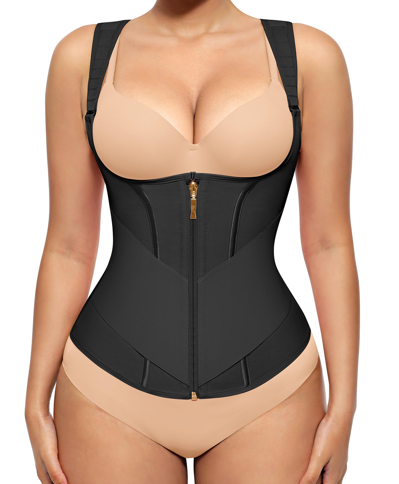 FeelinGirl Waist Trainer Vest for Women Tummy Control Corset Body Shaper Back Support Adjustable Straps Workout Faja-image-47
