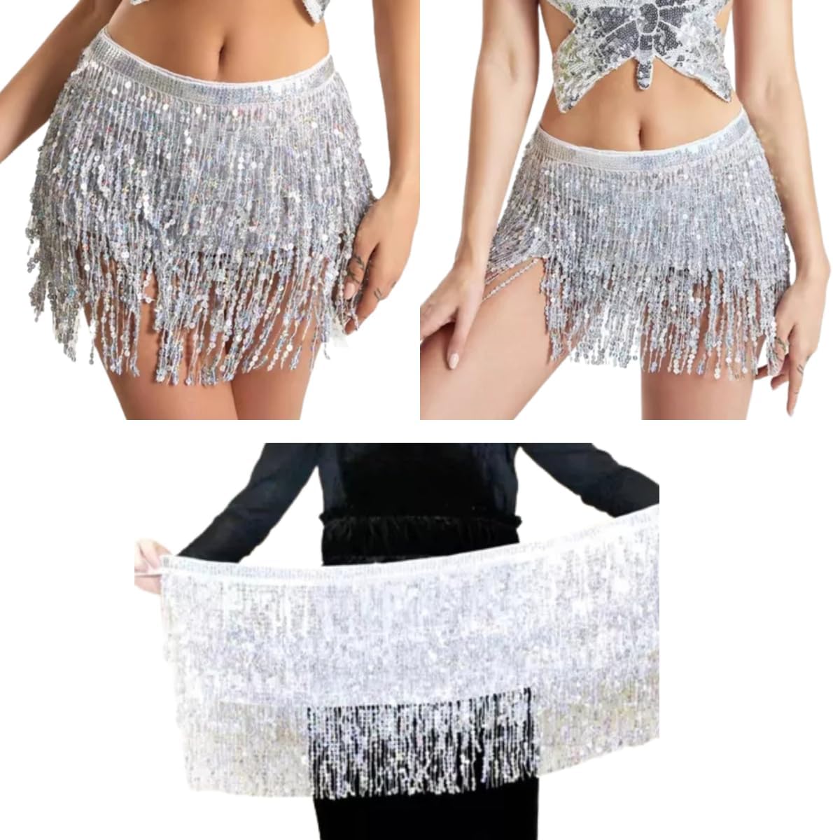 Saia Midi de Carnaval em Paetê com Lantejolas Forro Interno Tamanho Único