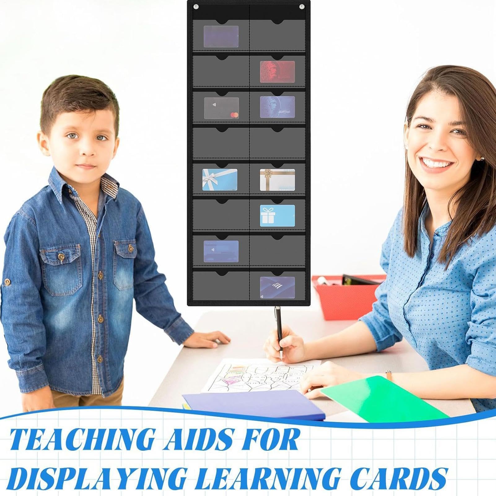 De Pared Para Tarjetas De Visita – Organizador De Notas De 3 X 5 Pulgadas, Estante De Almacenamiento Adhesivo, Soporte Para Exhibición De Tarjetas Adhesivas, Soport De Pared Compacto, Estuche