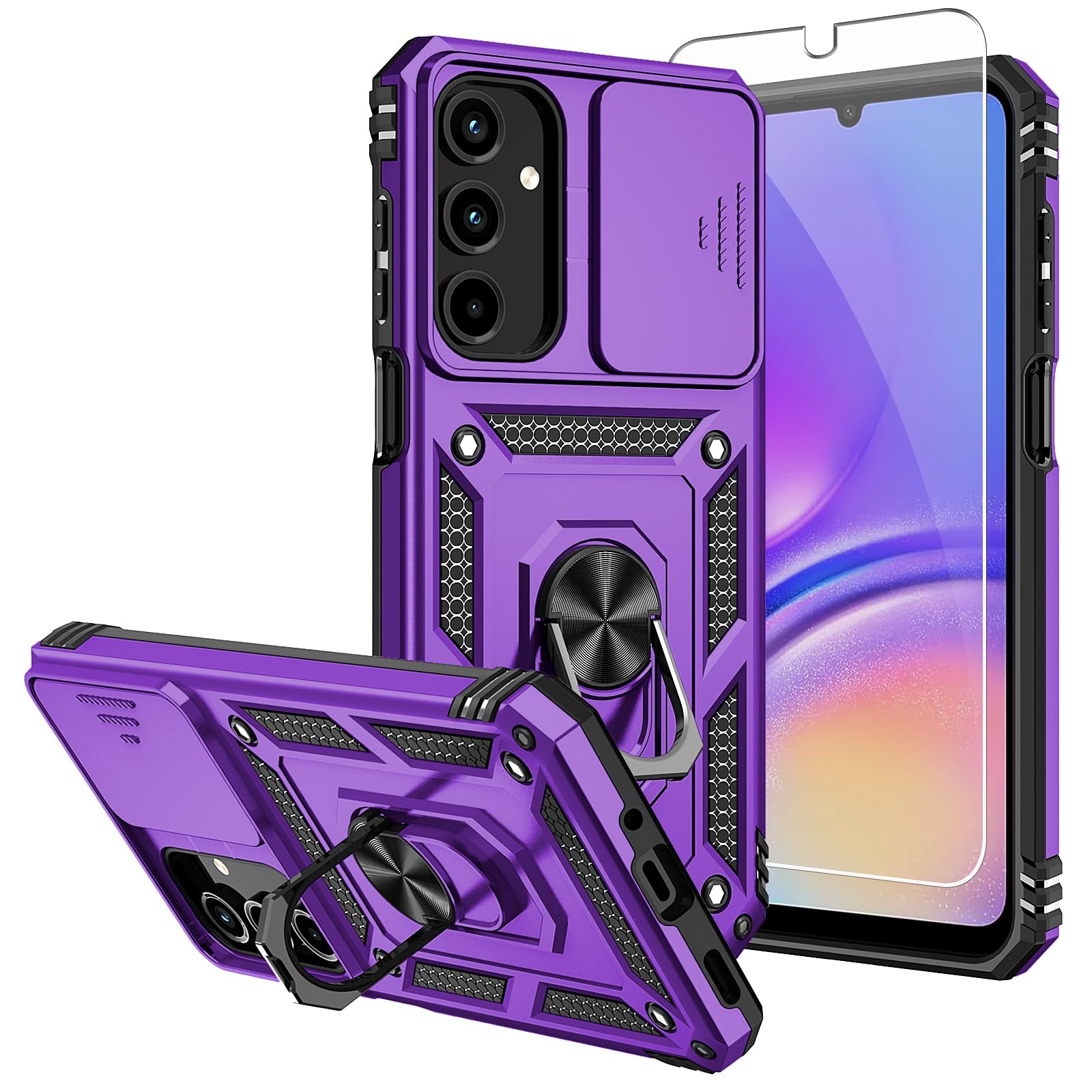 SKMY for Samsung Galaxy A16 5G Case,with Screen Protectors and Camera Cover,[Military Grade] 16ft.Drop Tested Cover with Magnetic Kickstand Protective