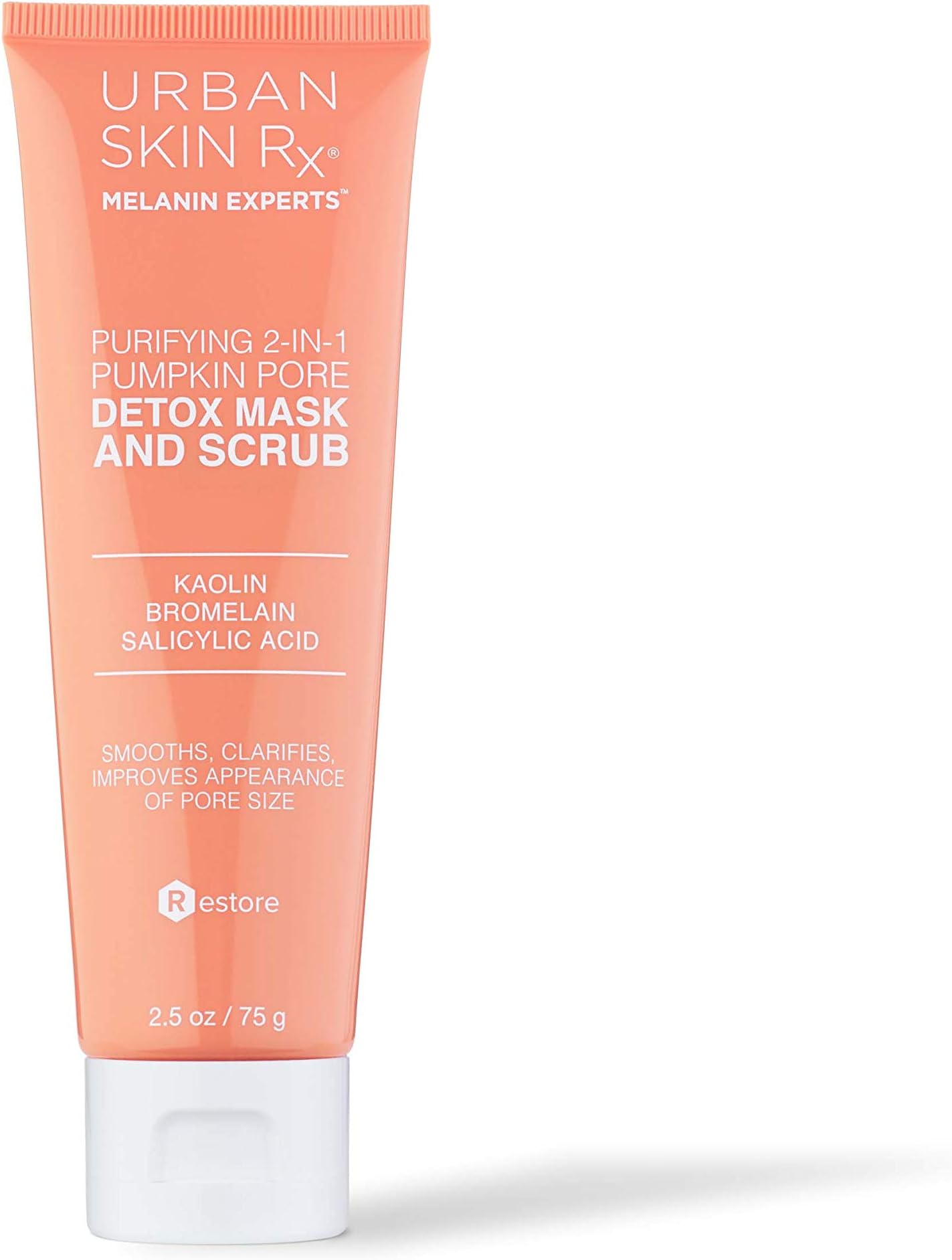 Urban Skin Rxยฎ 2-in-1 Pumpkin Detox Mask | Pore Purifying Mask & Scrub, Self-Warming Formula Detoxifies & Exfoliates to Deep Clean & Rejuvenate Skin, Formulated with Kaolin and Jojoba Beads, 2.5 oz