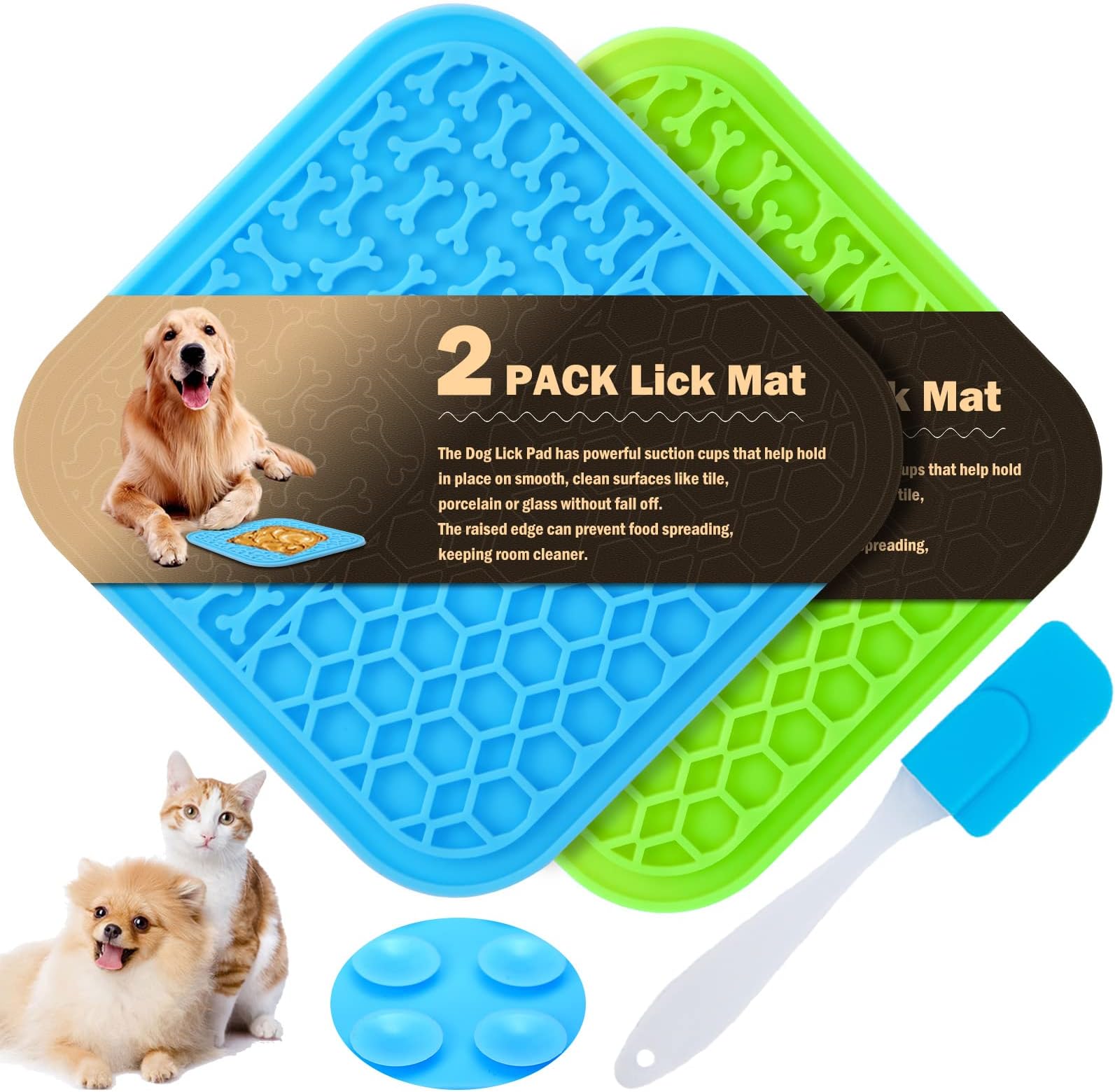 Emwel Dog Bowl Licky Mats for Dogs 2 Pcs Dog Lick Mats with Silicone