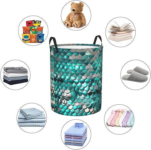 Miniatura 6 de Cesta de lavandería grande,Cesta de lavandería plegable con asas,Para ropa en el dormitorio familiar,Escala de sirena