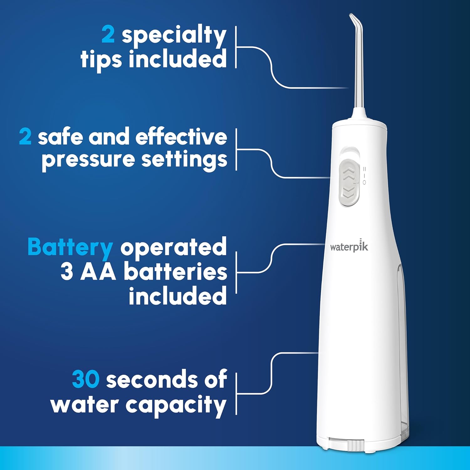 Waterpik Cordless Express Water Flosser, Battery Operated & Portable for Travel & Home, ADA Accepted, Waterproof for Shower Use, White WF-02, Packaging May Vary