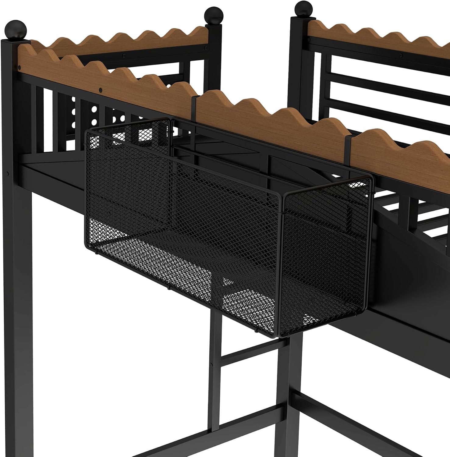 Bellemave Twin XL Loft Bed with Bookshelf, Pegboard, Built-in Shelf and Hanger Rod, Heavy Duty Loft Bed with High Rails and Build in Ladder, Easy Assemble Loft Beds Frame, No Box Spring Needed, Black