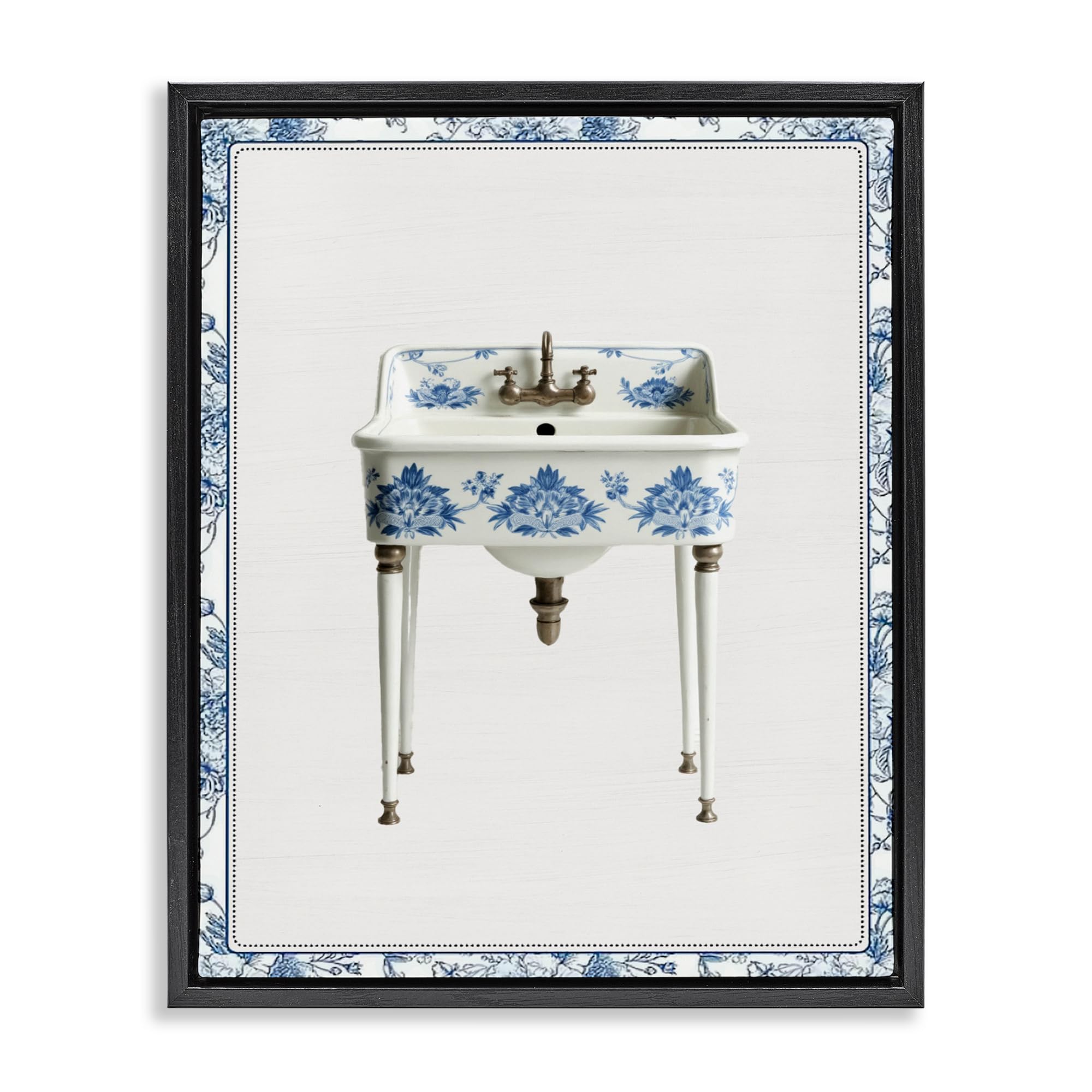 'Vintage Chinoiserie Sink'| Floating Frame Canvas Art