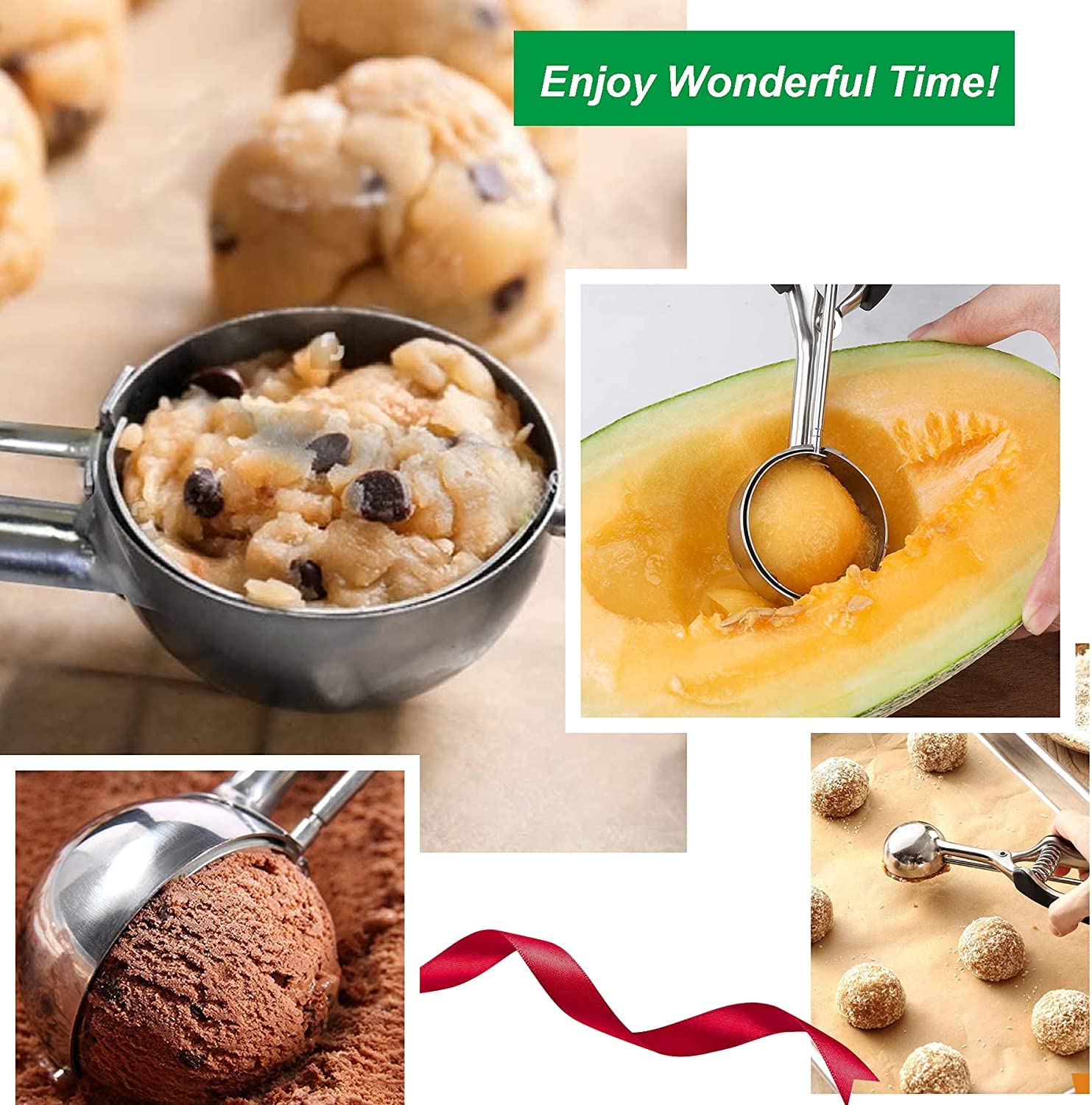 Katmerio Eisportionierer Edelstahl 6 Cm - Praktischer Ausstecher Für Eis, Teig & Obst