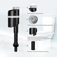 Vista 8 de R&T Kit de repuesto para lavabos de inodoro, válvula de llenado de inodoro y válvula de descarga doble de 2 pulgadas