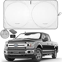 Vista 68 de Autoamerics Parasol de Parabrisas de Una Pieza - Parasol Cromado Líquido Plegable para Ventana Delantera de Auto para Carros SUV Camión - Protector