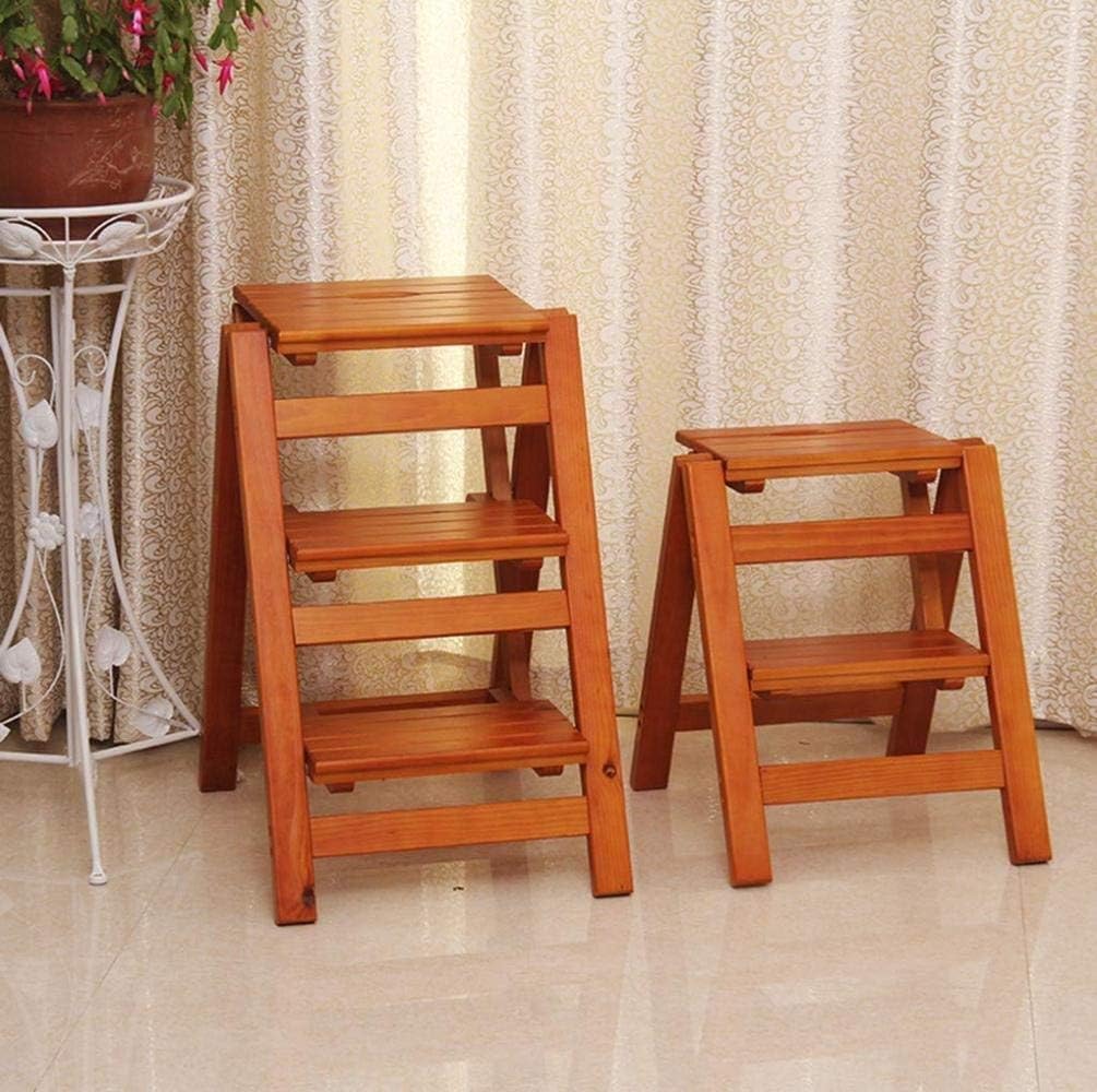 3 Steps Ladder Stool Multifunction Home Climbing Wooden Chair Folding Step Stool Indoor Flower Rack Storage Shelf