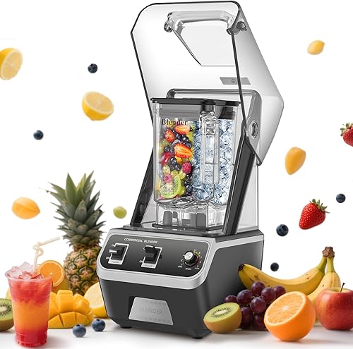 Licuadora comercial de 2200 W para batidos, licuadoras eléctricas silenciosas de alta velocidad de grado profesional, con carcasa de sonido, 68