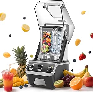 2200W Commercial Blender for Smoothies - Professional Grade, High Speed Quiet Electric Countertop Blenders with Sound Enclosure, 68oz