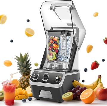 WaterElfo 2200W Commercial Blender for Smoothies - Professional Grade, High Speed Quiet Electric Countertop Blenders with Sound Enclosure, 68oz for Kitchen & Home Use