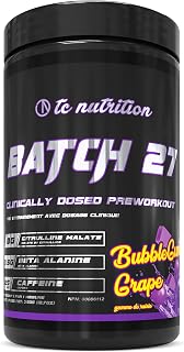 Batch 27 Pre Workout Powder - 8g Citrulline, 3.5g Beta Alanine, 2.5g Betaine, 325mg Caffeine | Instant Energy, Focus, Pumps, Strength | Nitric Oxide Booster & Powerful Preworkout 20sv Bubblegum Grape